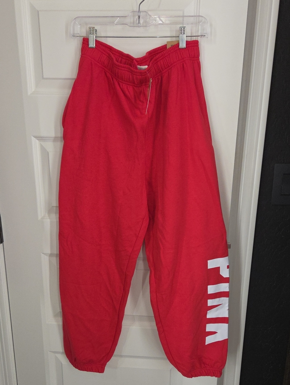 Victoria's Secret PINK Red Lounge Sweatpants with White Logo Tag